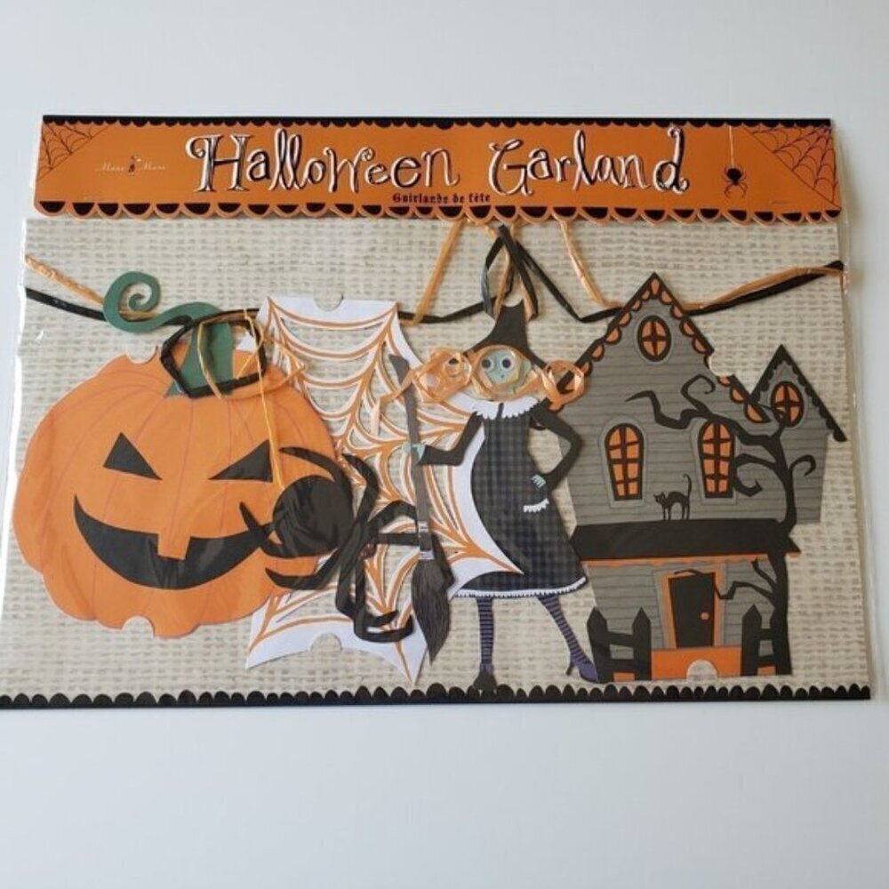 NWT - Meri Meri Halloween Paper Garland 8 ft. with 8 Pendants